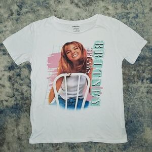 Britney Spears White Short Sleeve Graphic Tee Size Medium